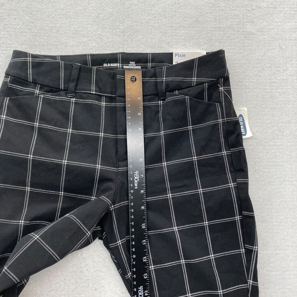 Old Navy Pixie Pants Women's 2 Black Plaid Stretch Fabric Slim Leg Ankle Pants - Picture 7 of 12